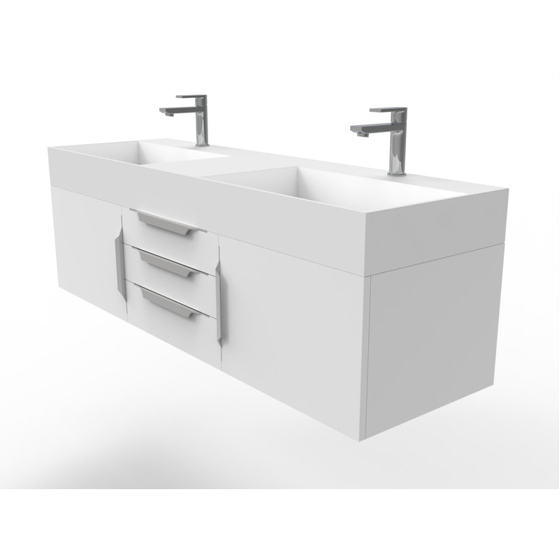 Latitude Run® Russett 60" WallMounted Double Bathroom Vanity Set Wayfair